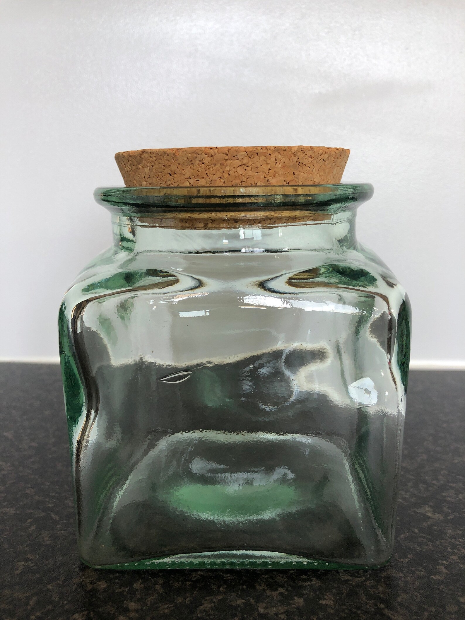 Vintage glass storage jar with cork lid Etsy