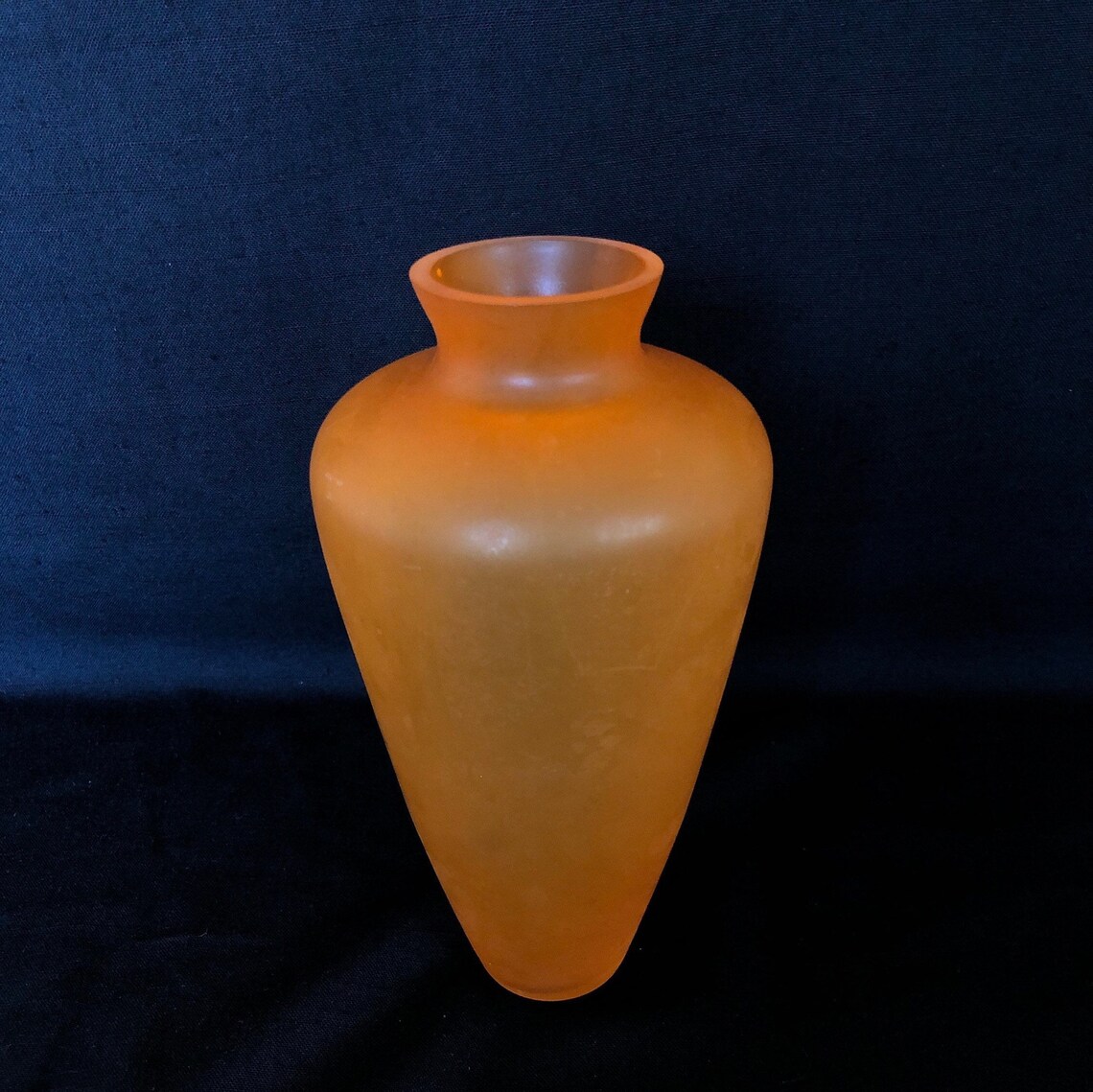 Vintage frosted orange glass vase Etsy