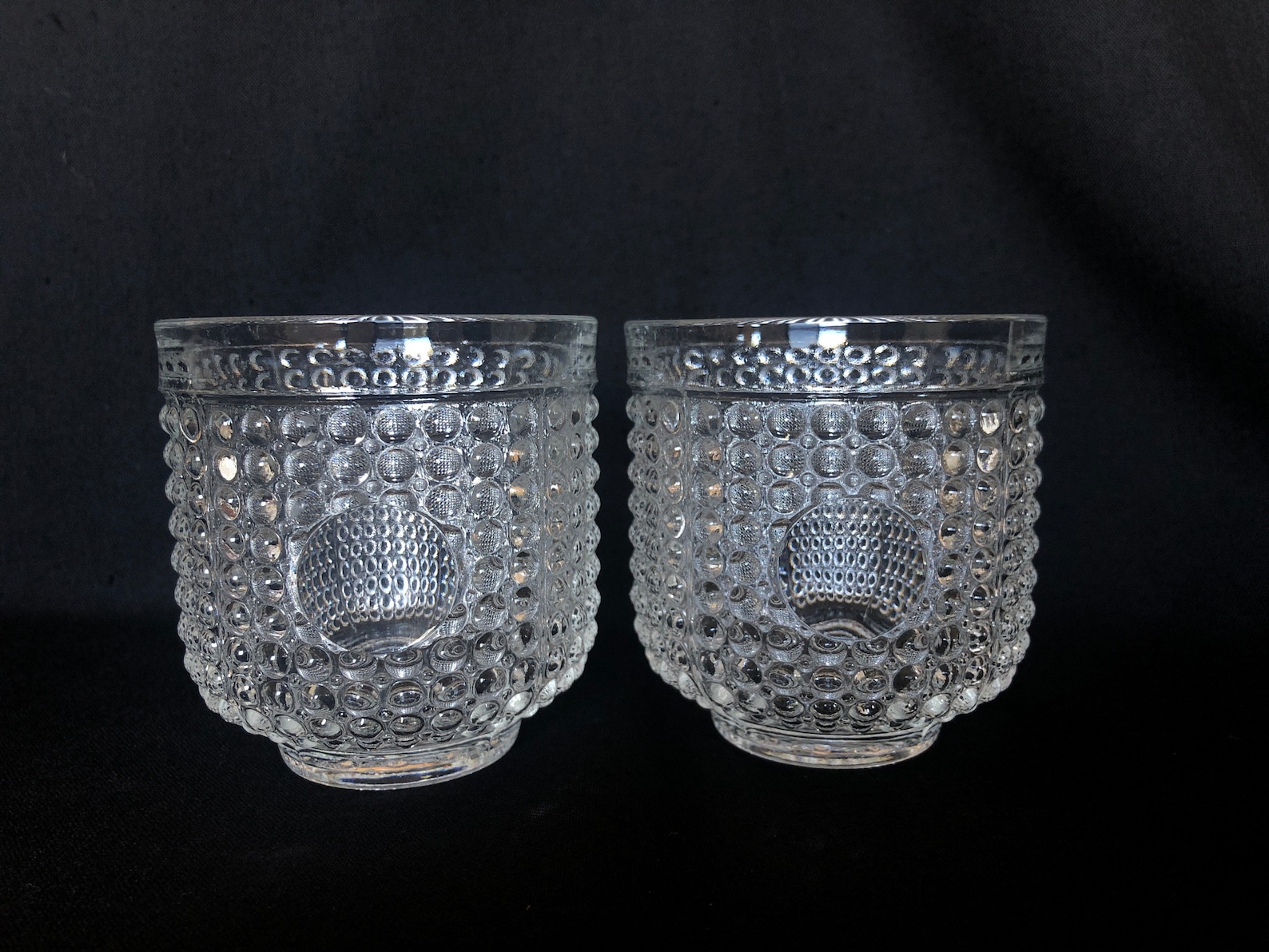 Vintage clear glass textured dimple drinking glasses with Etsy