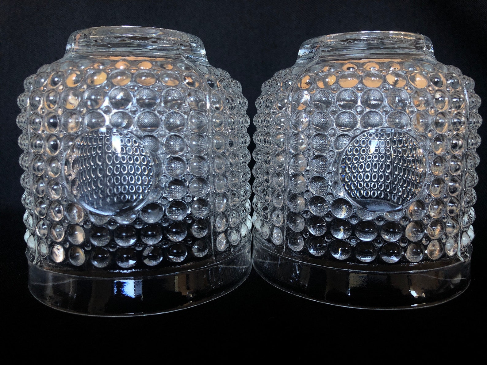 Vintage clear glass textured dimple drinking glasses with Etsy