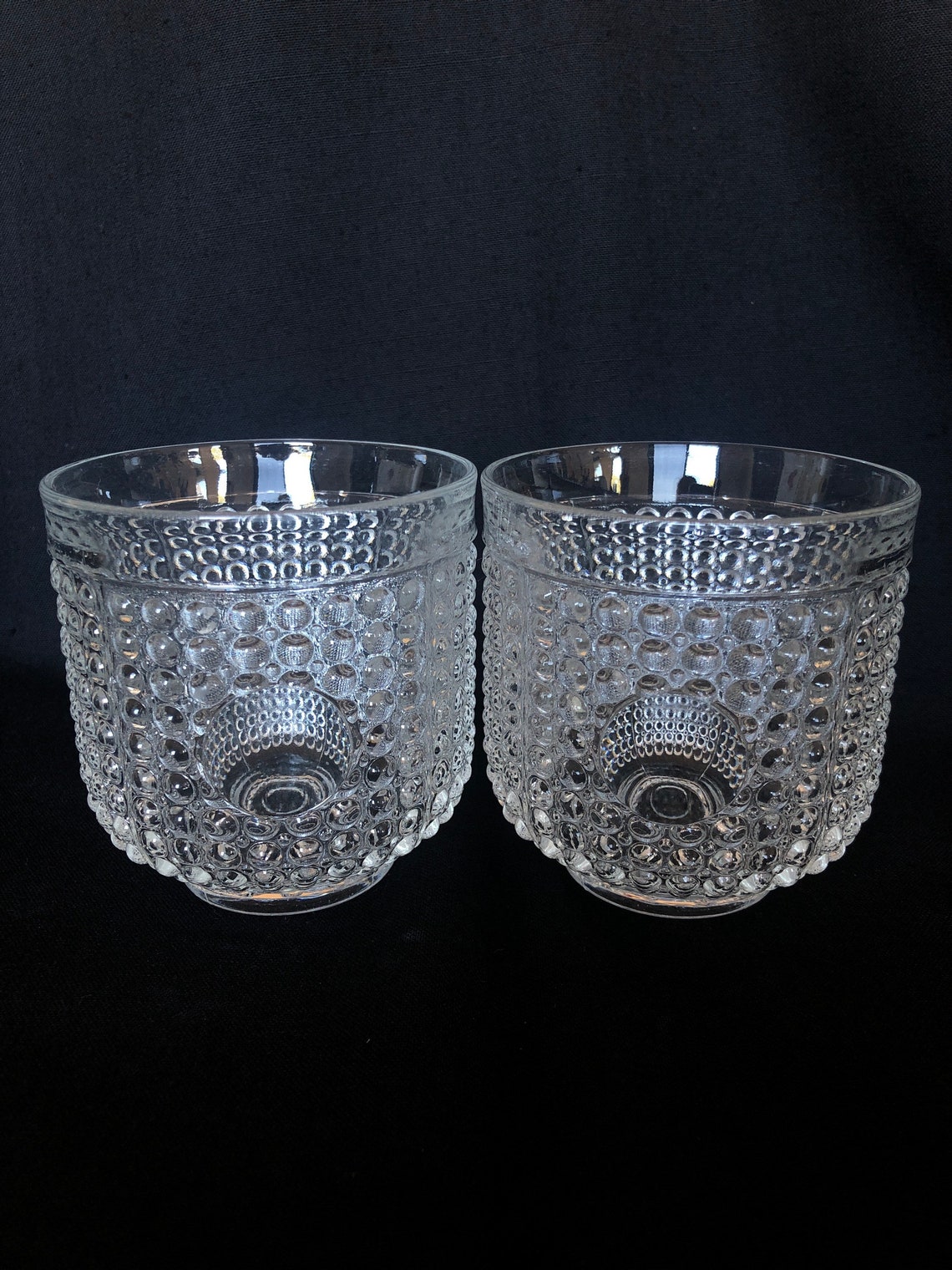 Vintage clear glass textured dimple drinking glasses with Etsy