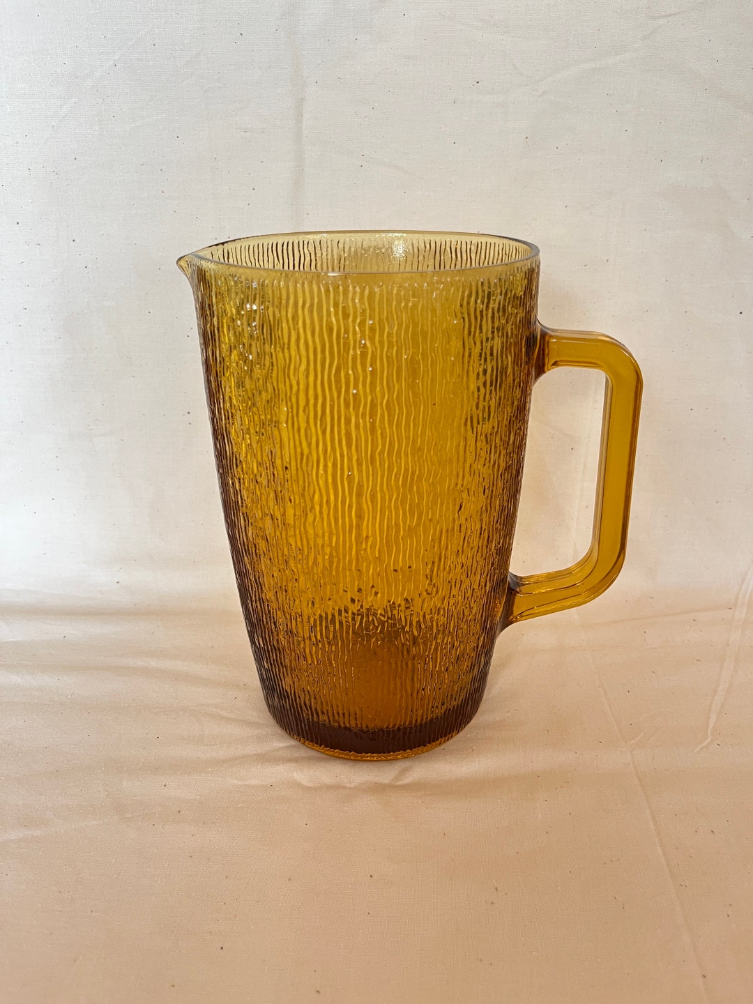 Vintage Kaaru Glass New Zealand Pitcher Textured Glass Jug Etsy