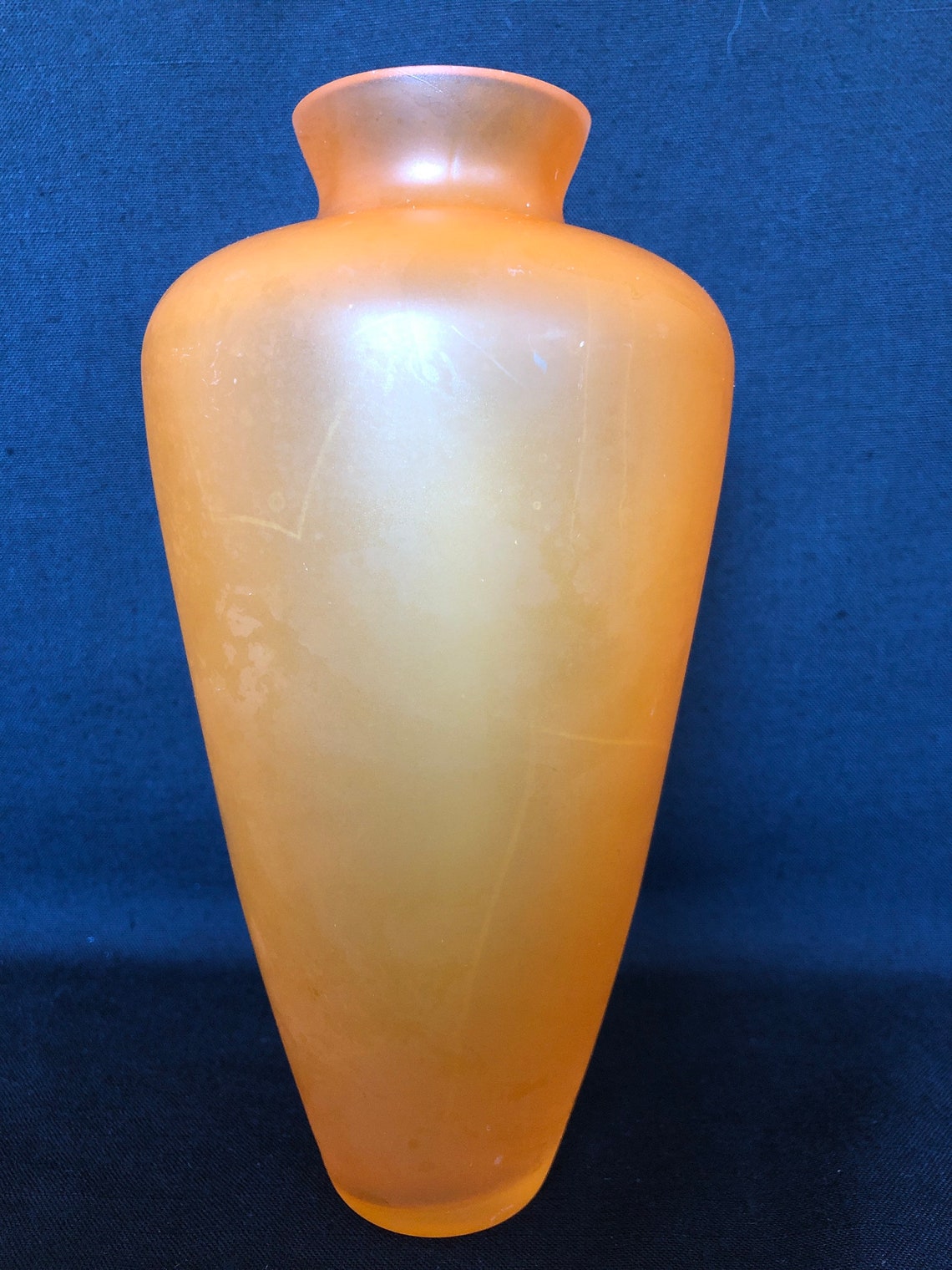 Vintage frosted orange glass vase Etsy