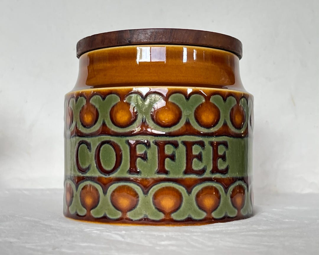 Vintage Hornsea England Bronte Coffee Canister With Wooden Lid 1972 - Etsy