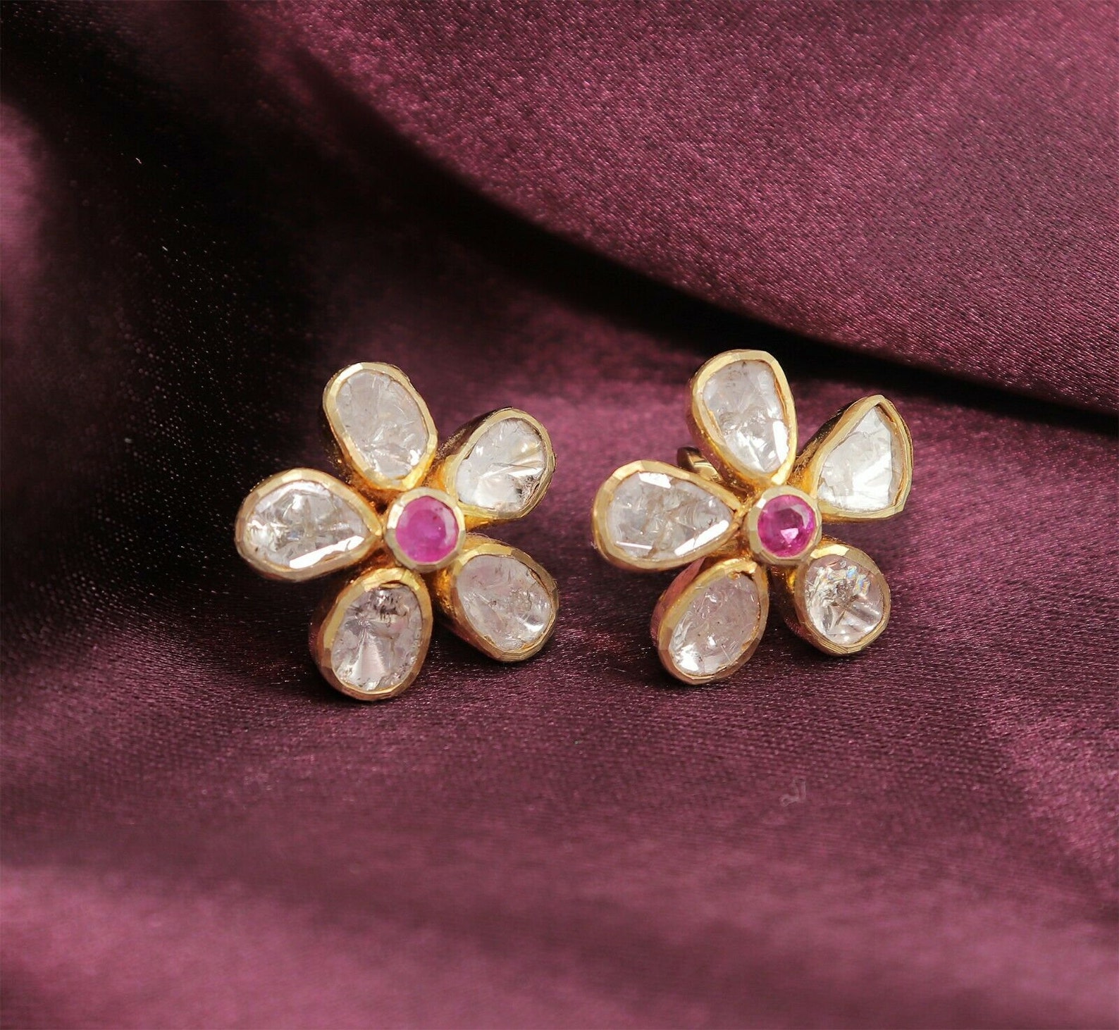 Polki earrings studs Clearance
