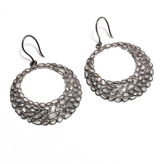 Gift For Wife Beautiful Victorian Handmade Earrings Women Jewelry 925 Sterling silver jewelry Elegant Gold Plated Polki Dangle Drop