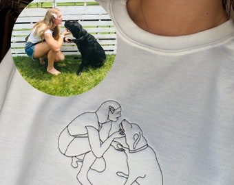 Custom photo embroidered sweatshirt, portrait embroidered hoodie, photo outline sweatshirt, portrait outline, embroidered crewneck, custom