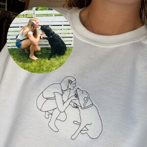 Custom photo embroidered sweatshirt, portrait embroidered hoodie, photo outline sweatshirt, portrait outline, embroidered crewneck, custom