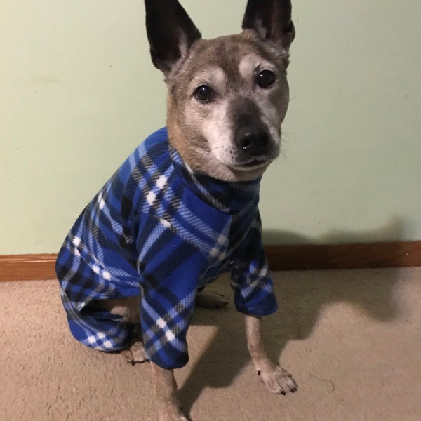 Plaid fleece dog pajamas