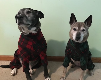 Christmas Plaid Fleece Dog Pajamas