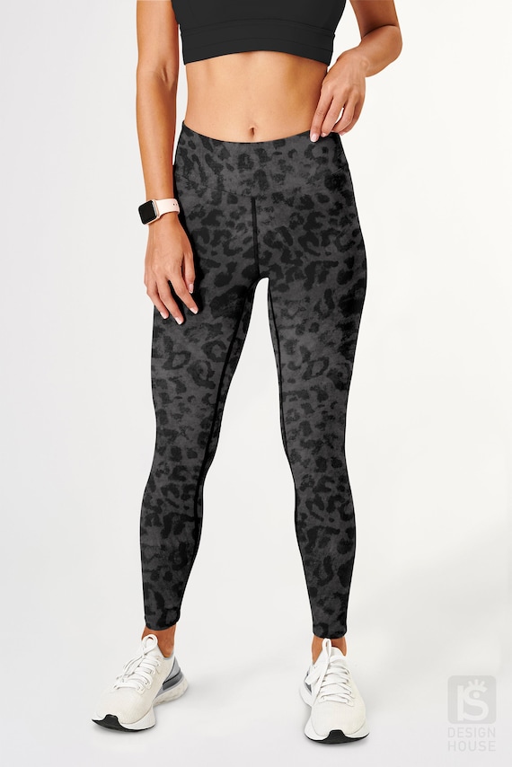 Black Leopard Print Leggings Womens High Waist Fitness Leggings Full or Capri Gym Workout Yoga Sports Animal Print Leggings Etsy