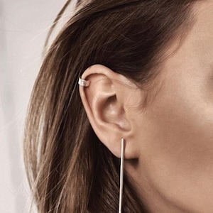 Orecchino superiore piatto in argento, orecchino non piercing, orecchino minimalista, orecchino largo, gioielli per tutti i giorni, orecchino in argento