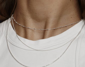 Triple Layers Necklace, Layering Silver Necklace, Triple Strand Necklace, Dainty Necklace, Everyday Necklace, Multi Layer Necklace