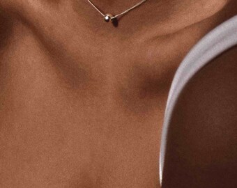 Bubble Necklace Silver, Charm Bubble Necklace, Dainty Dot Necklace, Pendant Necklace, One Ball Necklace, Teacher Gift, Layered Necklace
