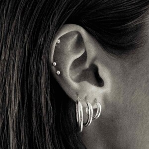 Thick Hoop Earrings, Small Sterling Silver Hoops, Minimalist Jewelry, Silver Earrings, Dainty Hoops, Gift For Her, Circle Hoops Earrings image 2