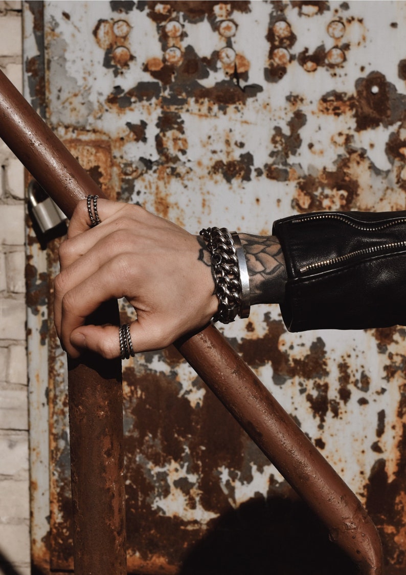Cable Chain Bracelet Men Chunky Bracelet Gift For Him Men Jewelry Chunky Chain Bracelet Oxidized Silver Bracelet Statement Jewelry