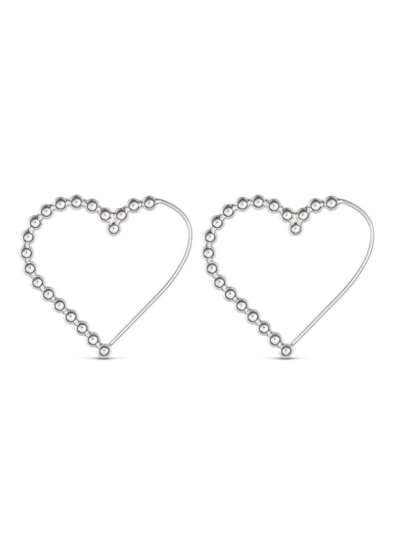 Bold Heart Hoop Earrings, Statement Silver Jewelry, Fashionable Accessory, Unique Valentine's Day Gift image 4