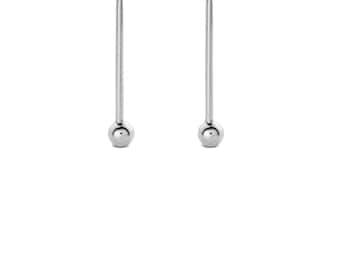 Silver Ball Drop Earrings, Dangle Ball Earrings, Statement Drop Earrings, Alt Drop Ball Earrings, Double Ball Earring, Dangle Earring Stick