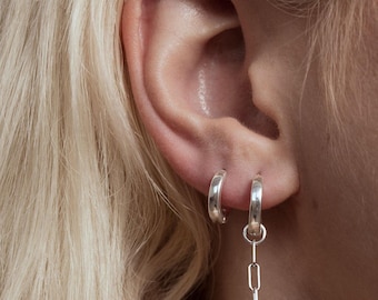 Brooklyn 3-Link Mini Hoop Earrings: Sterling Silver Shine with a Modern Edge – Elevate Your Jewelry Collection!