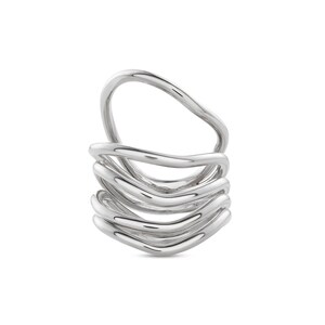 A high-quality image of a silver spiral ring with multiple bands wrapped around, isolated on a white background