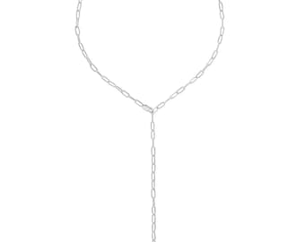 Quadrat Silber Lange Büroklammer Kette, Pape Clip Halskette, Silber Y-Halskette, Frauen Silber Halskette, Statement Kette Halskette, Festival Schmuck