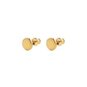 May include: A pair of gold-toned stud earrings with round discs.