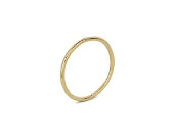 Plain Gold Ring, 18K Yellow Gold Ring, Minimalist Jewelry, Statement Ring, Stacking Ring, Dainty Band Ring, Handmade Jewelry,Girlfriend Gift