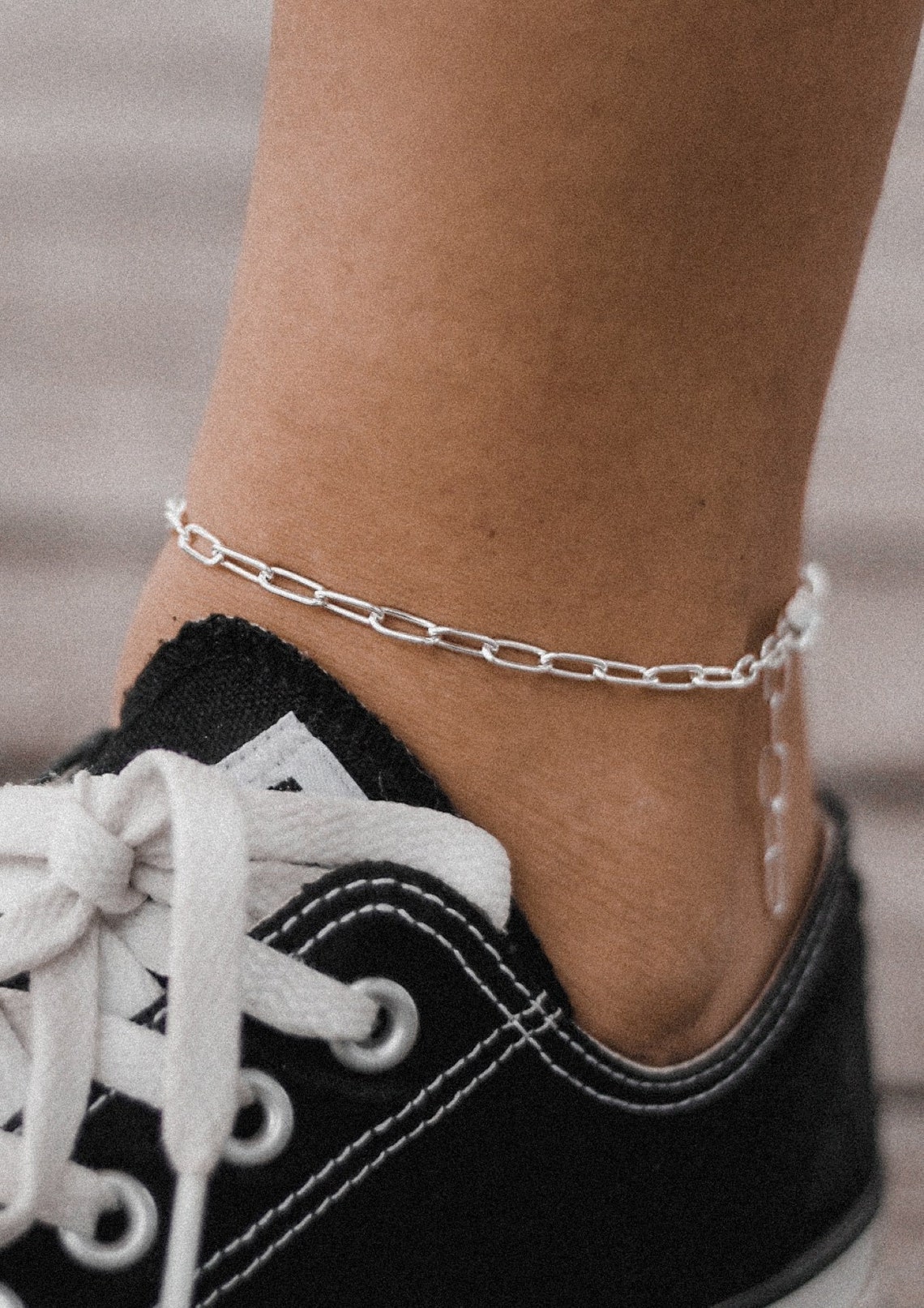 Paper Clip Anklet Adjustable Anklet Chain Anklet Sterling Etsy