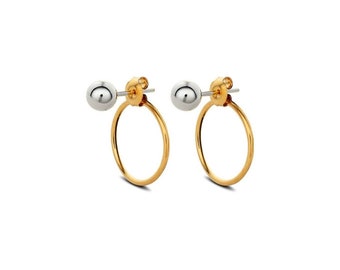 Silver Bubble Earrings Mix Pair - Elegant Gold & Silver Duo, Stylish Accessory for Every Occasion, Trendy Jewelry Gift