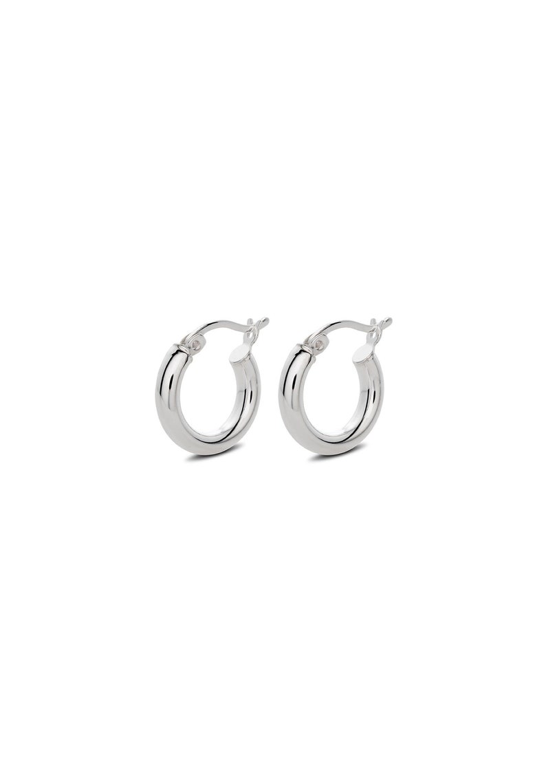 Thick Hoop Earrings, Small Sterling Silver Hoops, Minimalist Jewelry, Silver Earrings, Dainty Hoops, Gift For Her, Circle Hoops Earrings image 3