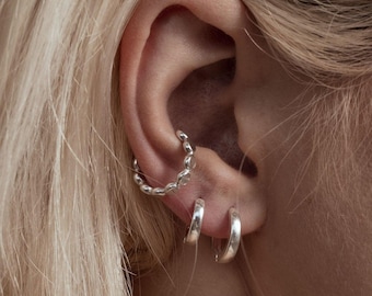 Midi Hoops Silver, Minimalist Jewelry, Everyday Hoops, Charm Hoops, Silver Hoops