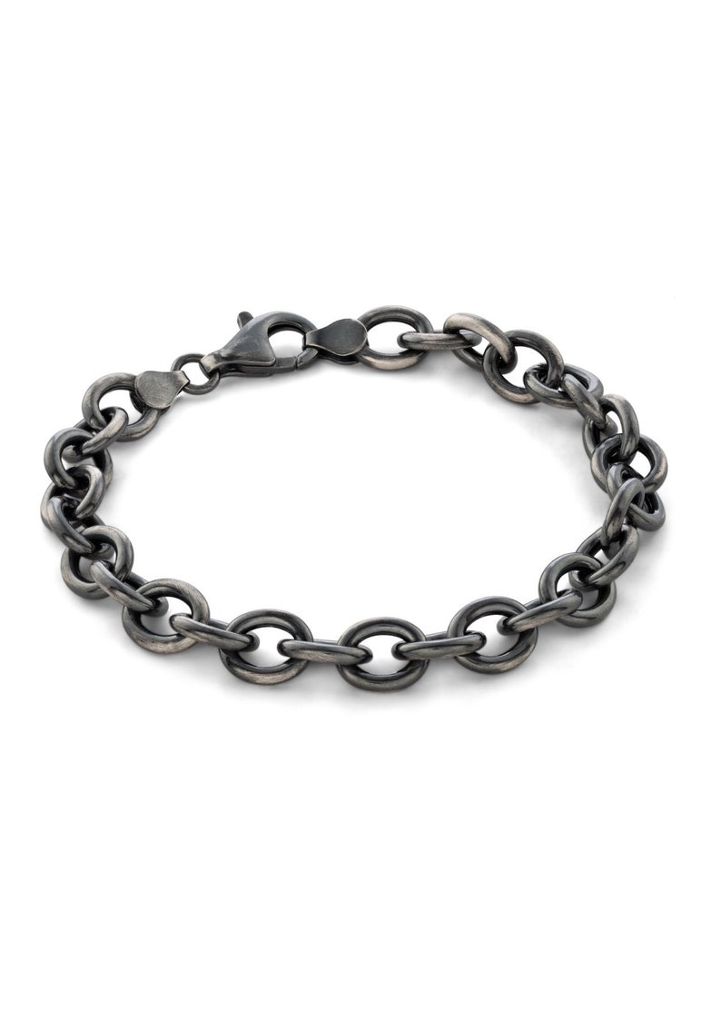 Cable Chain Bracelet Men Chunky Bracelet Gift For Him Men Jewelry Chunky Chain Bracelet Oxidized Silver Bracelet Statement Jewelry