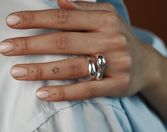 Nimbus Ring Silver, Organic Shaped Ring, Sterling Silver Hollow Ring, Statement Ring, Chunky Ring, Handmade Ring, Pinky Ring