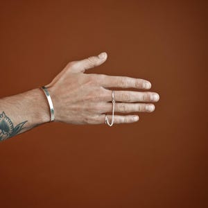 Chained Rings Silver, Double Band Ring, Linked Chain Rings, Silver Ring Set, Stacking Rings, Silver Jewelry