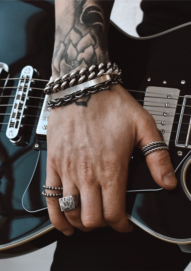 Cable Chain Bracelet Men Chunky Bracelet Gift For Him Men Jewelry Chunky Chain Bracelet Oxidized Silver Bracelet Statement Jewelry