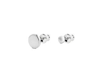 Stud earrings with push back closure - Simple dainty earrings gift for women's day - Flat earrings made from sterling silver