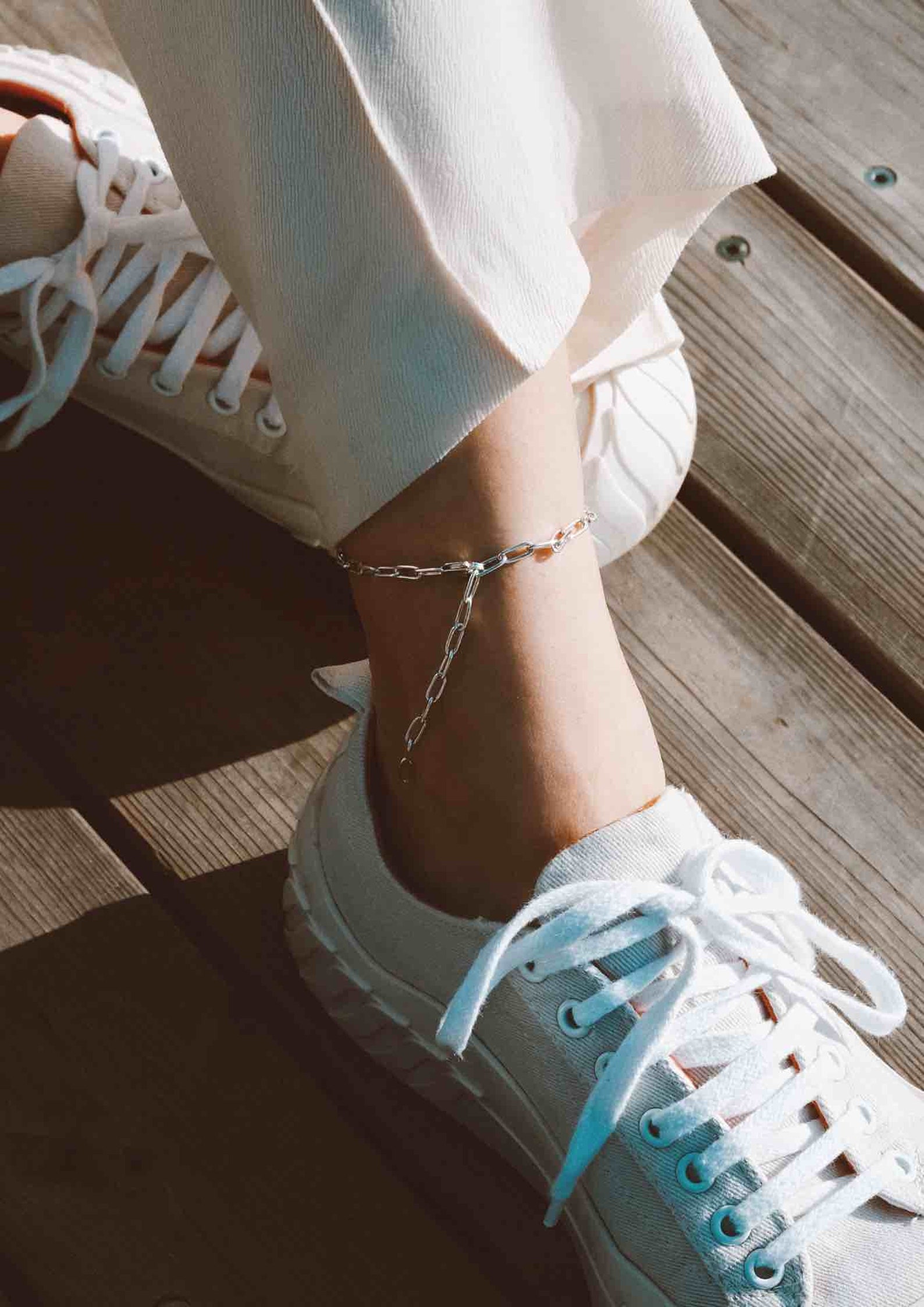 Paper Clip Anklet Adjustable Anklet Chain Anklet Sterling Etsy