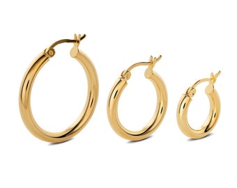 Set Of 3 Hoop Earrings, Everyday Earring Set, Huggie Earrings, Sterling Silver Earrings, Circle Earrings, Gifts For Her, Trendy Earrings