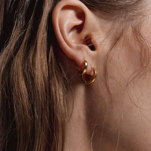 Mini Hoops Gold, Gold Plated Earrings, Minimal Earrings