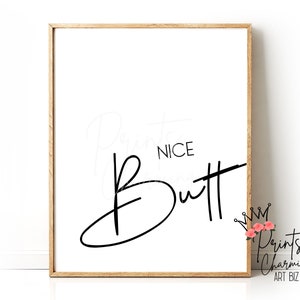 Bathroom Printable Nice Butt Funny Bathroom Print Printable Wall Art Bathroom Poster