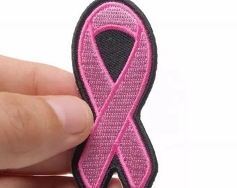 1x pink ribbon PATCH breast cancer fighter supporter feminist Awareness for shirt bag backpack jacket sew or Iron On Embroidered Applique