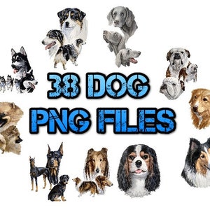 38 Dog PNG files - PNG file - Digital download - Sublimation image- Dog clipart