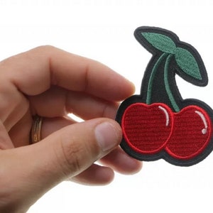 Cherry Cherries Fruit 70's Hippie Rockabilly Biker Children Kid iron on patch #9 Cherry Cherries Fruit 70's Hippie Rockabilly Biker Children Kid iron on patch #9