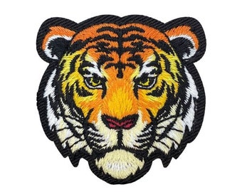 Tiger head embroidered patch vintage fashion embroidered fabric clothes applique