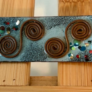 Vintage Enamel Painted Copper Brooch pin Jewelry