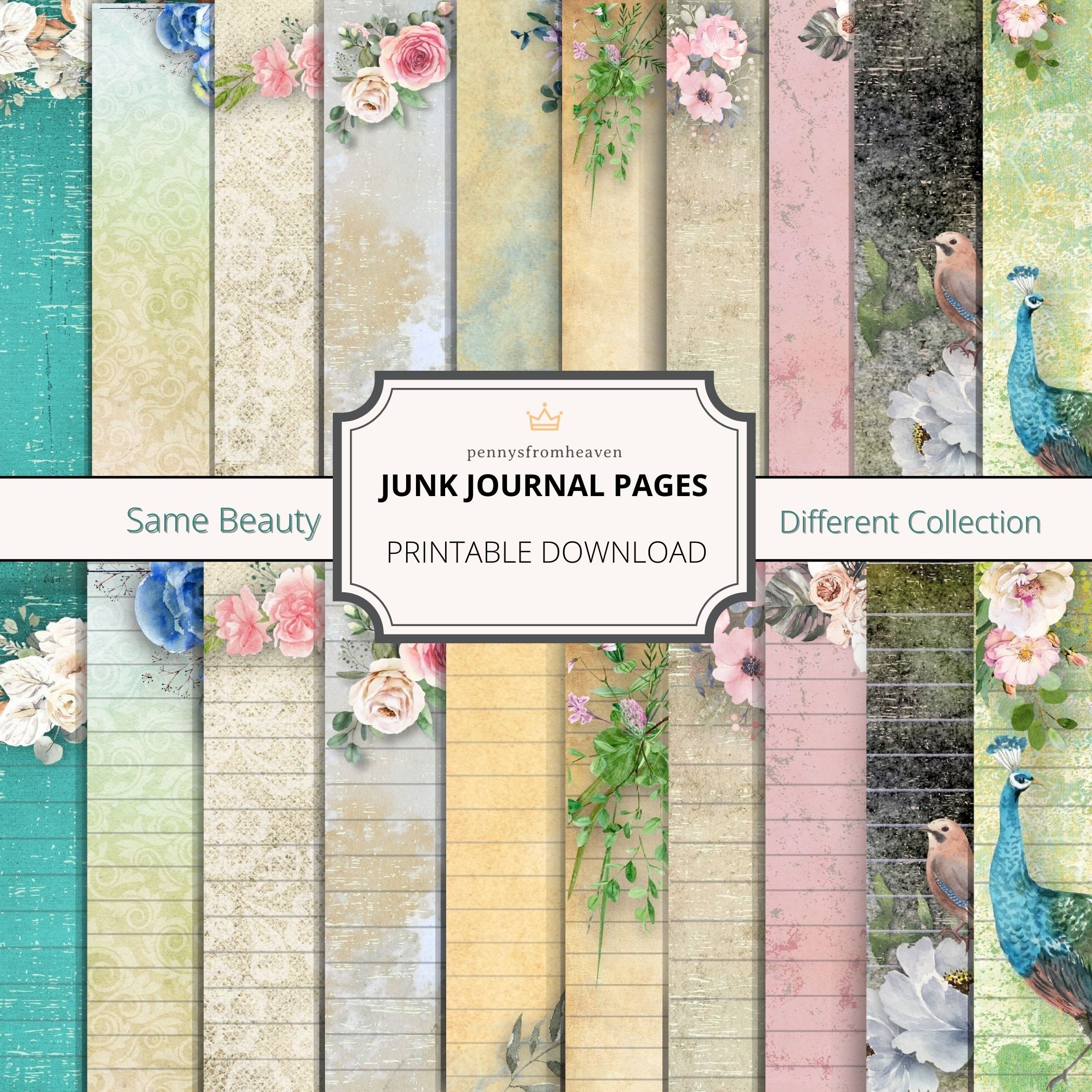 Lined and Blank Junk Journal Pages, Printable Paper, Book, Digital Kit ...