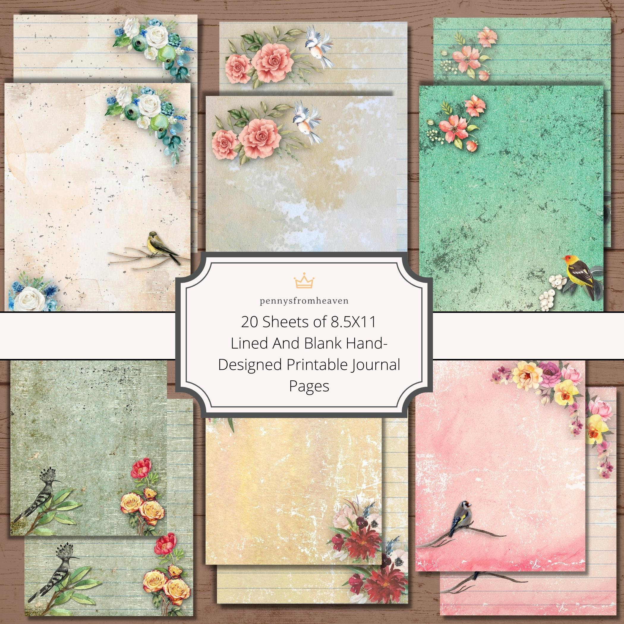 Lined and Blank Junk Journal Pages, Printable Paper, Book, Digital Kit ...