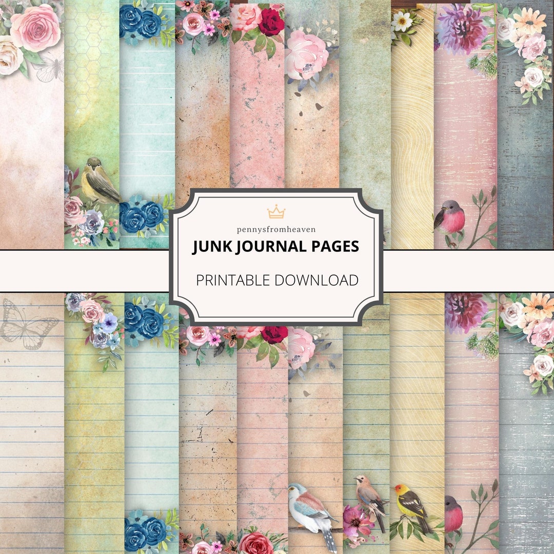 Lined and Blank Junk Journal Pages, Printable Paper, Book, Digital Kit ...