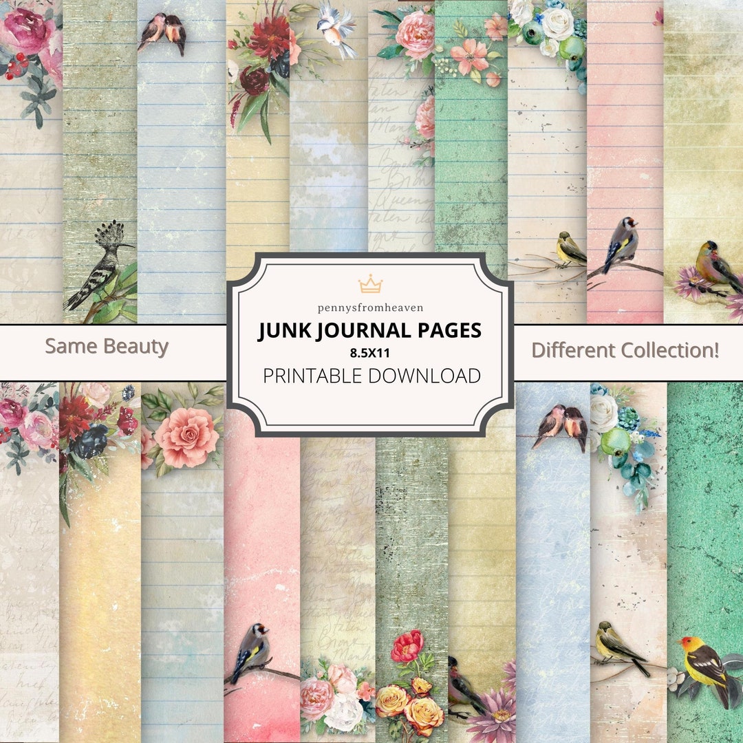 Lined and Blank Junk Journal Pages, Printable Paper, Book, Digital Kit ...