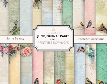 Lined And Blank Junk Journal Pages, Printable Paper, Book, Digital Kit, Ephemera, Vintage, Download